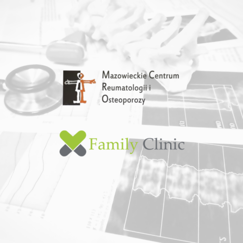 plakat z logo Family Clinic i Mazowieckiego Centrum Reumatologii i Osteoporozy